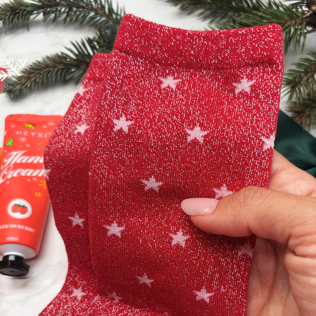 Christmas Letterbox Gift – Sparkly Socks, Hand Cream Trio &amp; Star Keyring–  Festive Gift Set for Her, Tweens &amp; Teens