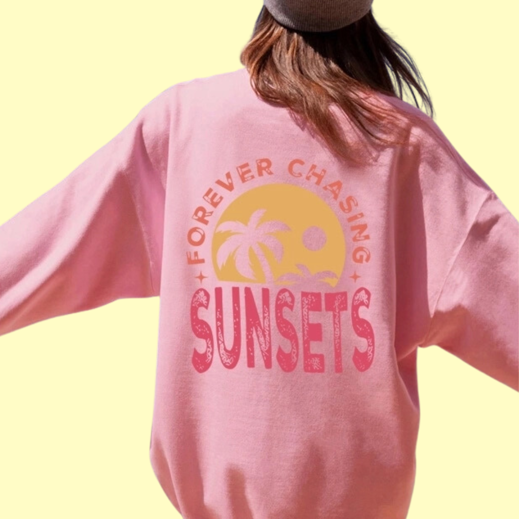Forever Chasing Sunsets Sweatshirt - Pink