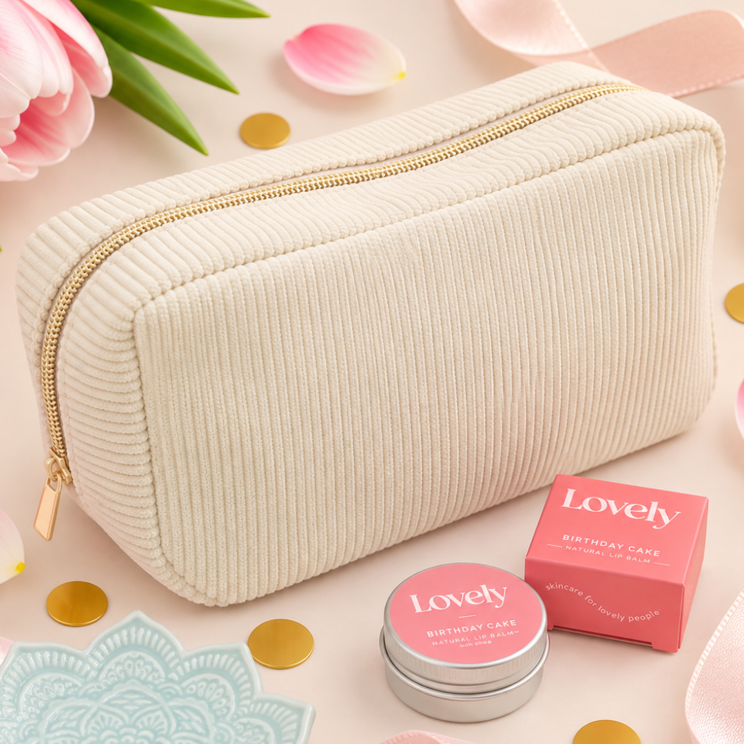 Cream Corduroy Makeup Bag