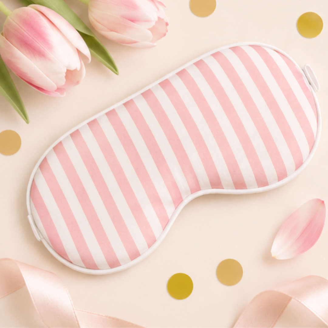 Pink striped satin eyemask