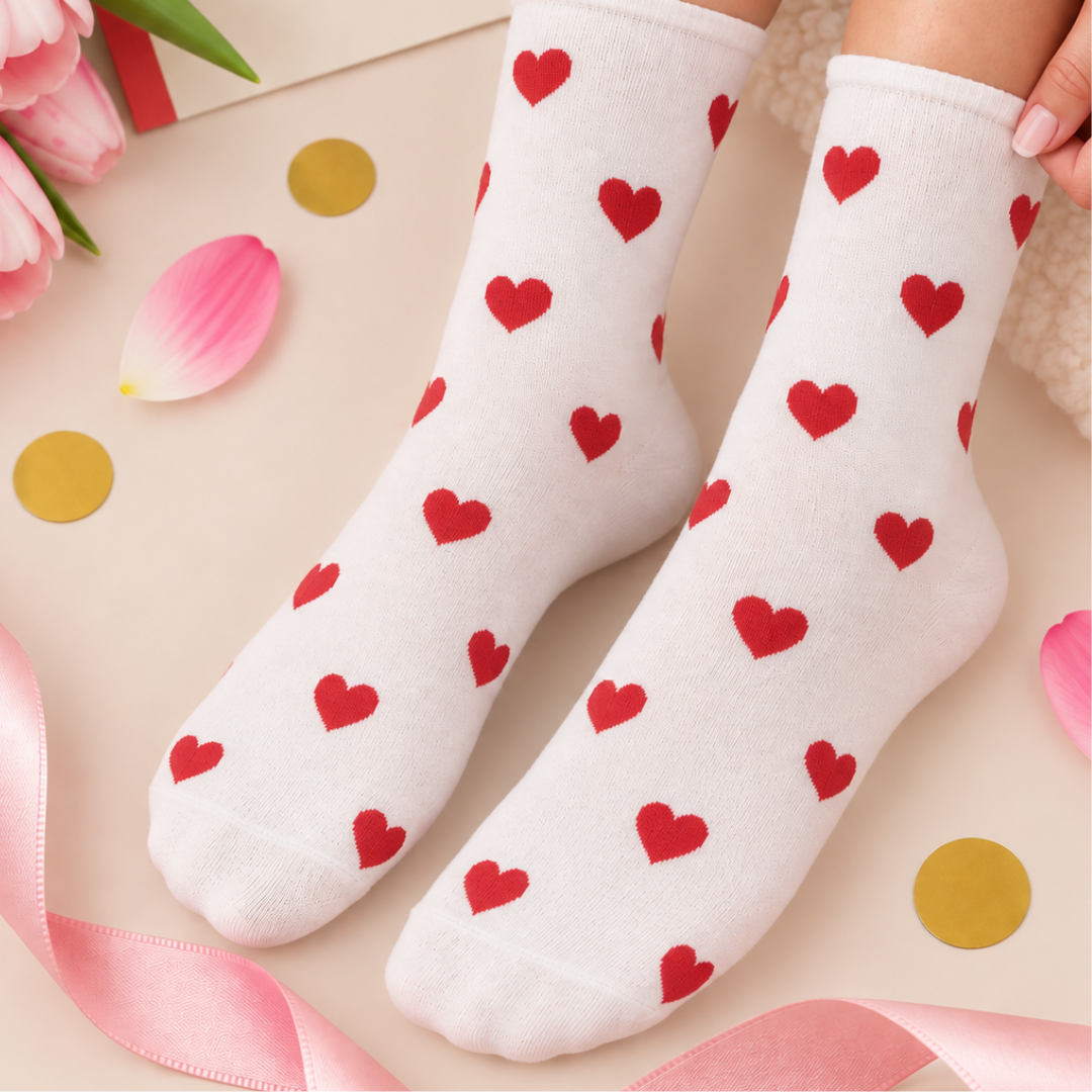 Large red heart socks
