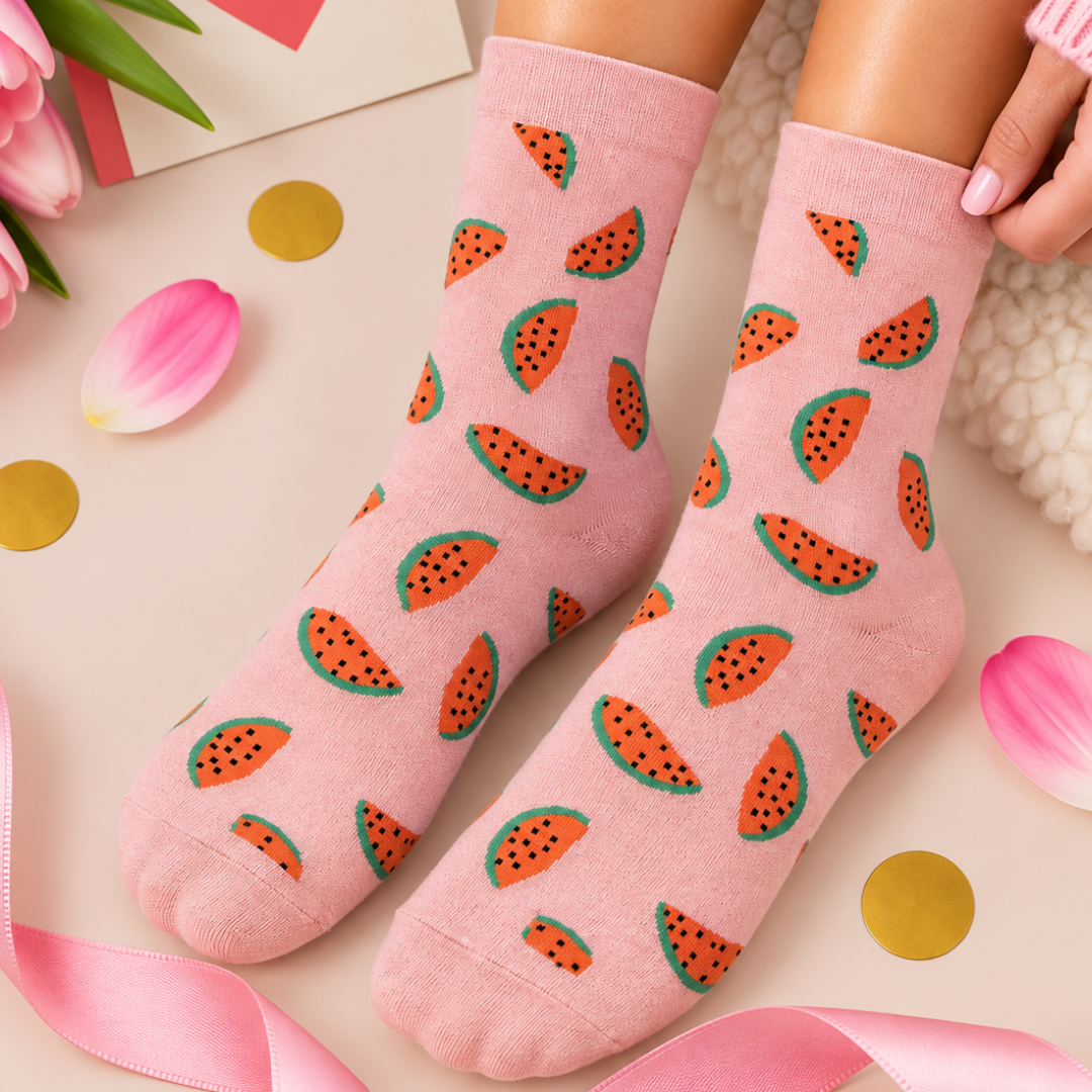 Watermelon print socks