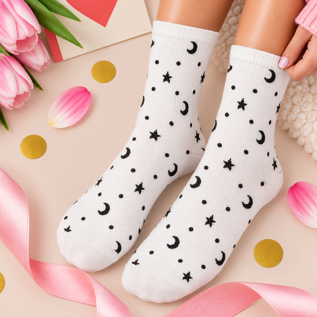 White moon and star socks
