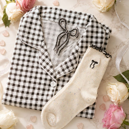 Teen Girl Birthday Pyjama Gift Box – Gingham PJs, Socks And Bow Hair Clip