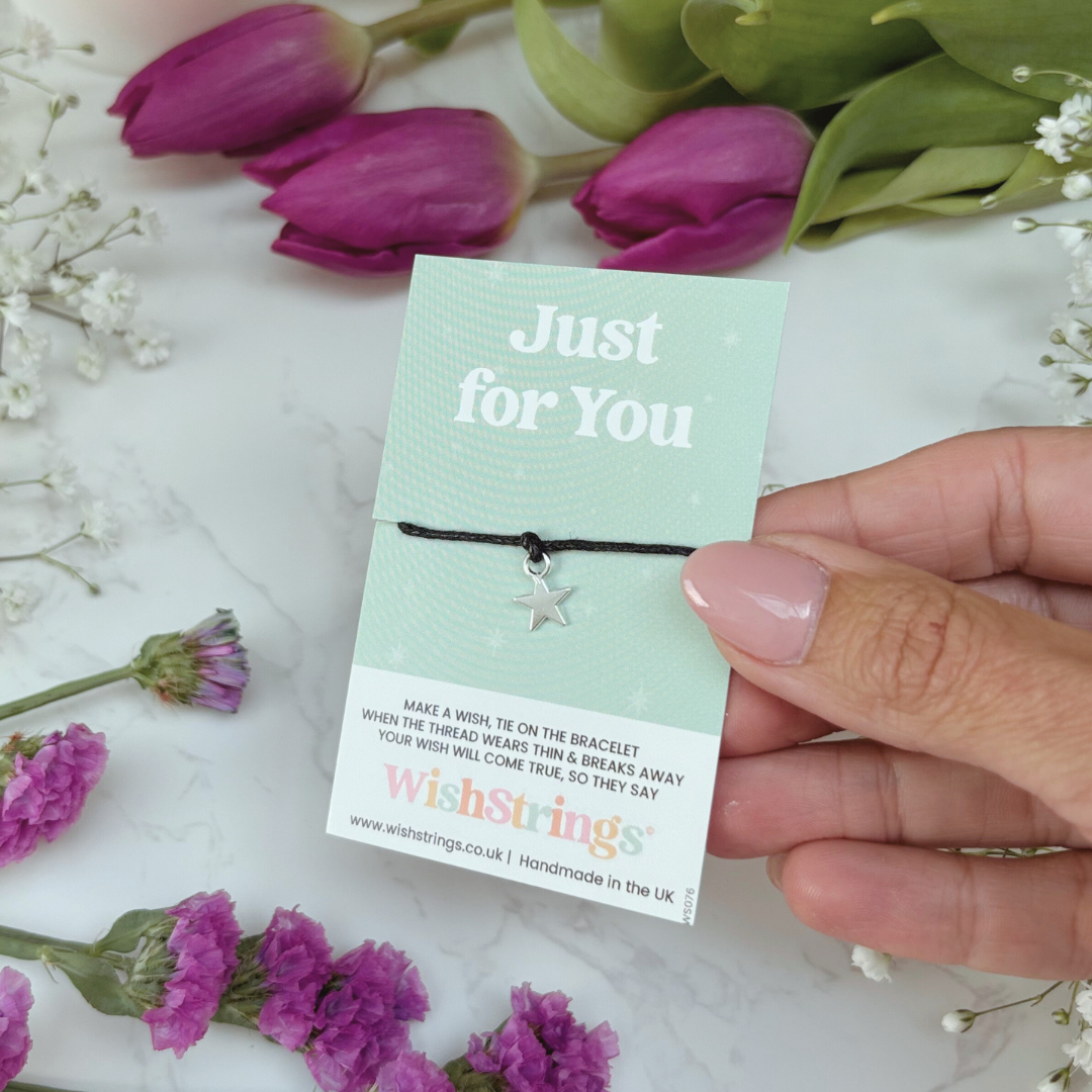 Just For You Wish Bracelet β Silver Star Charm on Black Cord