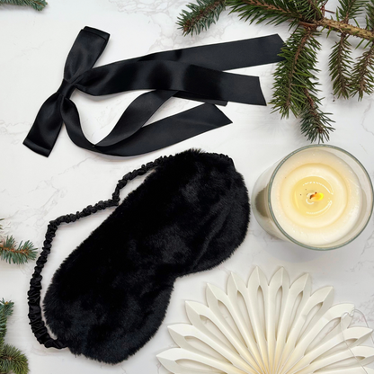 Luxury Monochrome Pyjamas Gift Box – Chic Cream Christmas PJ Set with Eye Mask &amp; Satin Bow