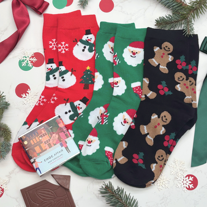 Christmas Socks Gift Box – Festive Santa, Snowman &amp; Gingerbread Socks