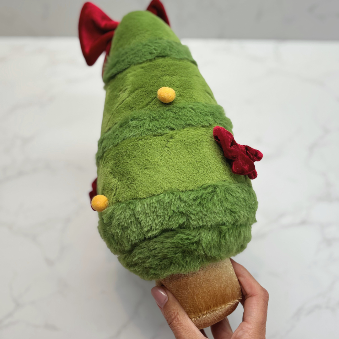 Kids Christmas Plush Tree Toy – Cute Soft Cuddly Gift with Bows